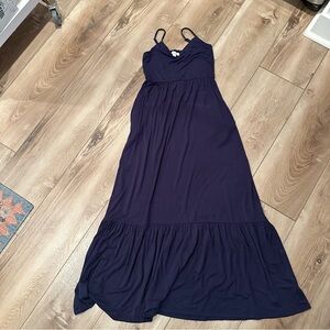 Evereve Eloise Tiered Maxi Dress - Medium - Dark Blue